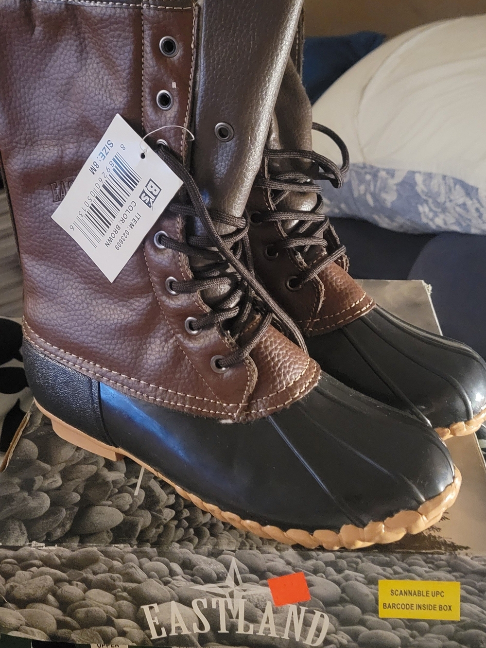Eastland Men’s Brown and Black Lace-Up Duck Boots